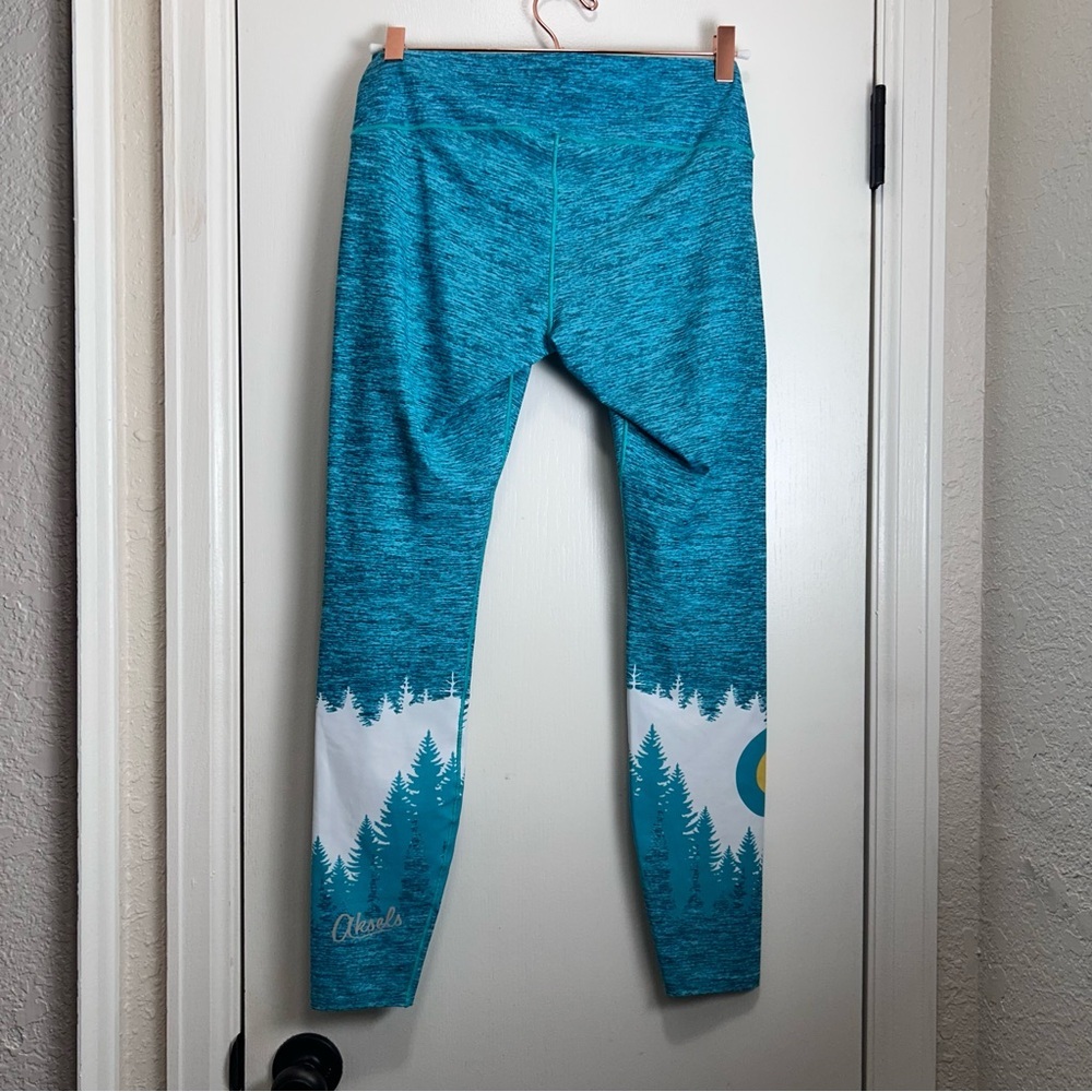 Aksels Colorado Flag Leggings Teal Forest Print Size L - Picture 4 of 7